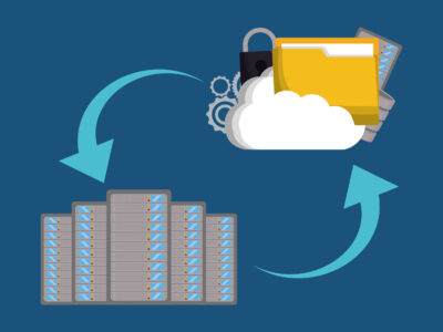 Gears padlock cloud and file icon. Data center and web hosting theme. Colorful design. Vector illustration